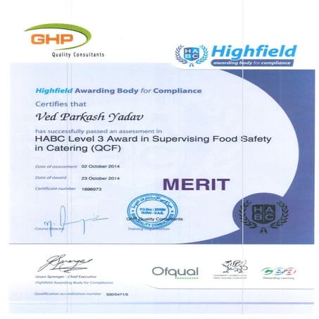 Food safety Level 4 certificate | PDF
