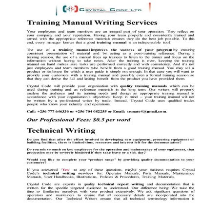 Technical Writing Services_Crystal Code Limited | DOCX