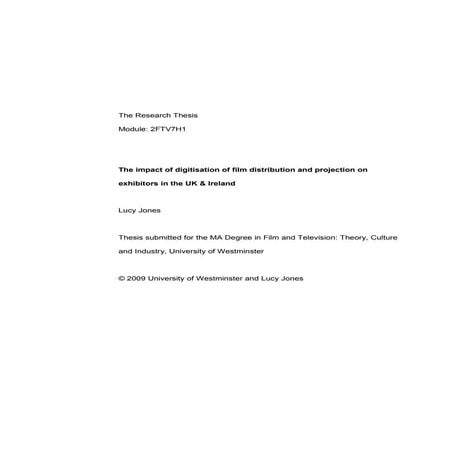 MA Thesis 2009 - Introduction & Conclusion - Lucy Jones