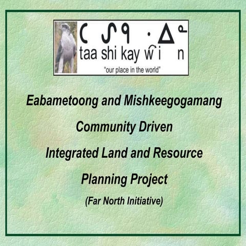 Brief Summary of Planning Process Taashikaywin