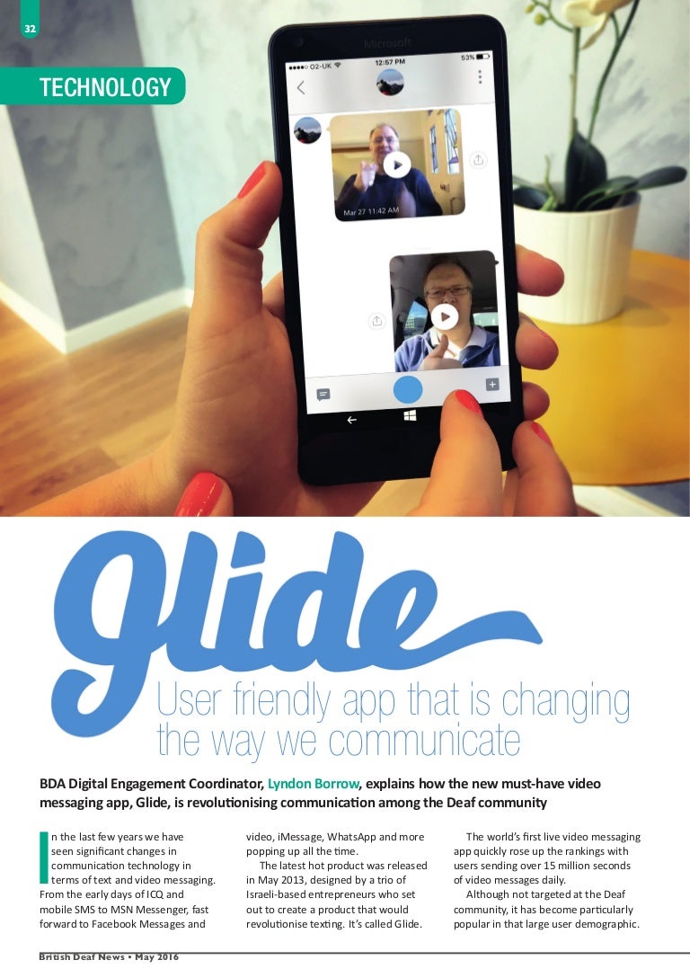 Glide app review Technology article 'British Deaf News' Magazine
