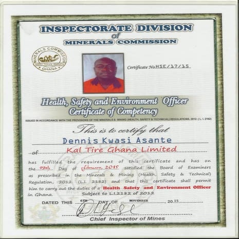 Health, Safety and Environmental Certificate of Competency | PDF