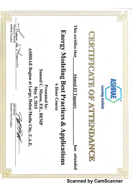 ASHRAE Certificate | PDF