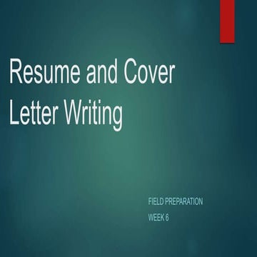 Resume and Cover Letter Writing