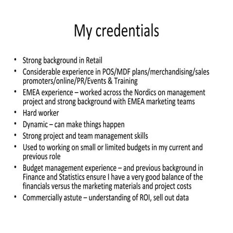 My credentials for linked in Dec 2015