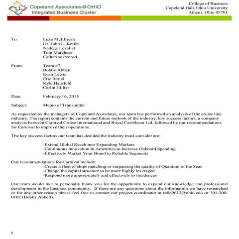 Success and Failure in the Cruise Line Industry