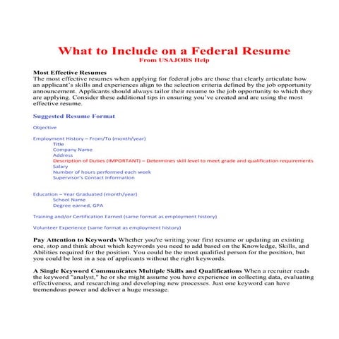 What to Include on a Federal Resume - BOP