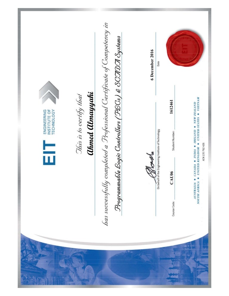 SCADA and PLC certification