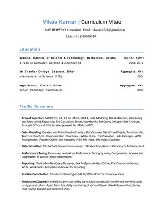 CV of Vikas Kumar