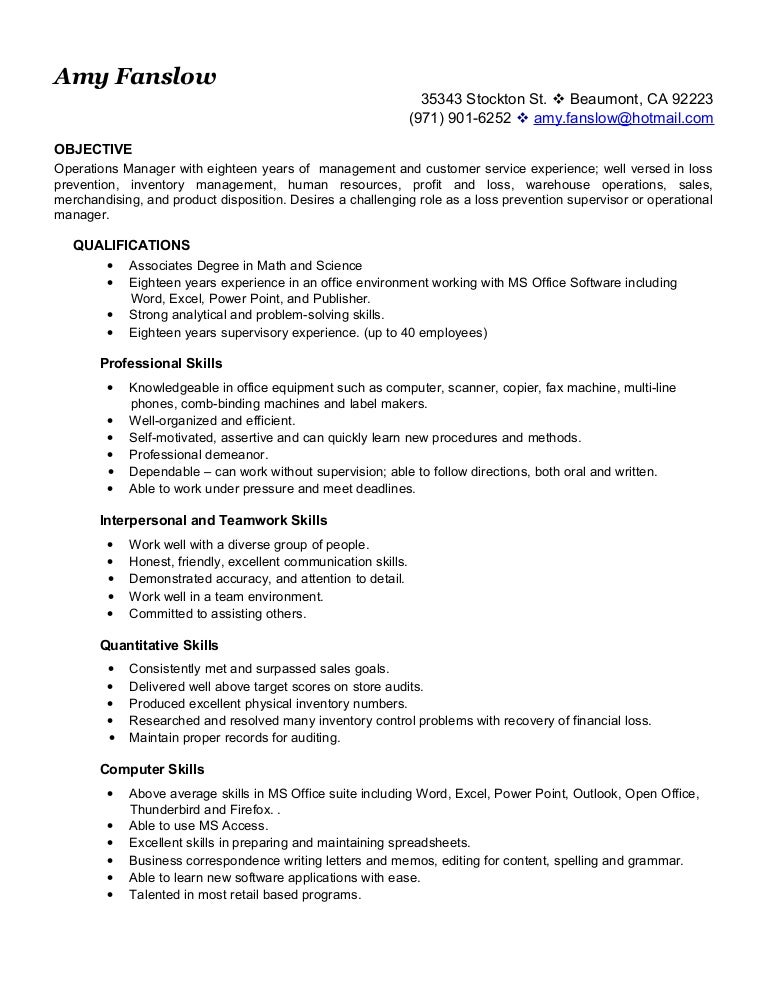 resume operations amyfanslow working without supervision