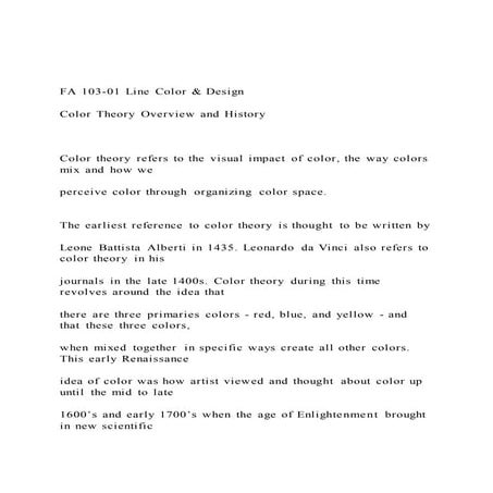 FA 103-01 Line Color & Design Color Theory Overview and Hi