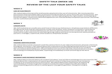 SAFETY TALK (WEEK 10)