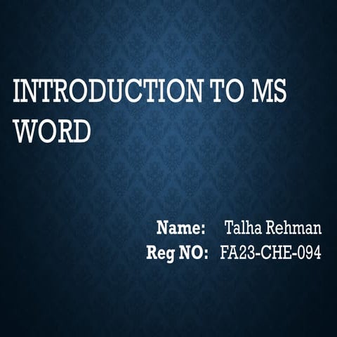 Talha Rehman FA23-CHE-094  Introduction to MS Word.ppt