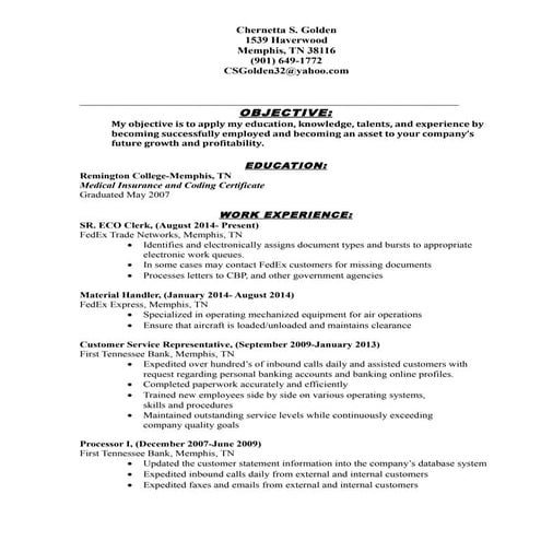 Chernitta Resume