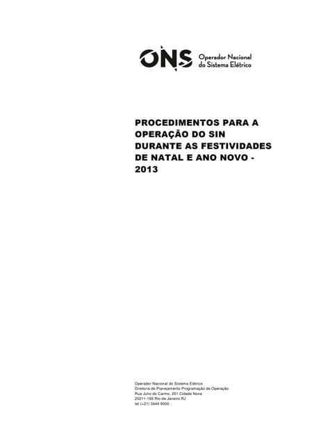 NT-0168-2013 Procedimentos para a O...