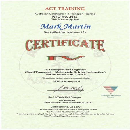 TLI41410 Certificate IV in Transport & Logistics (Road Transport ...
