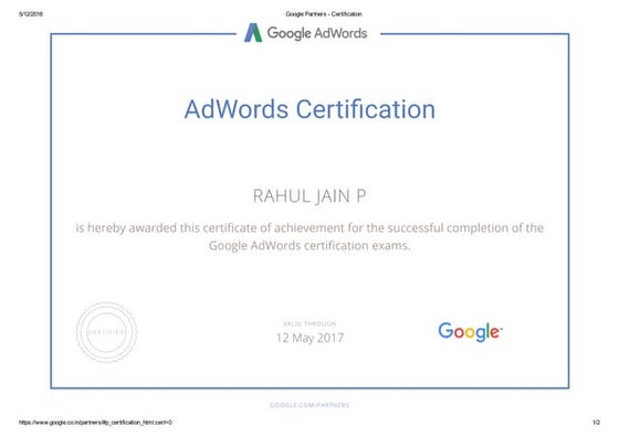adwords certificate | PPT