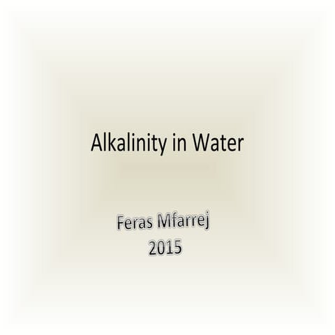 Alkalinity in Water