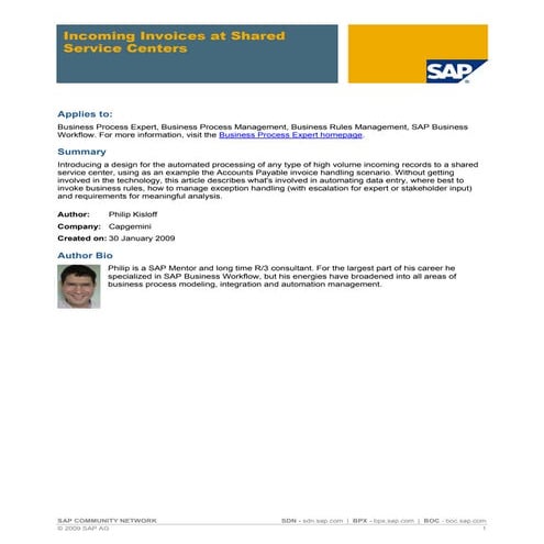 Incoming Invoices at Shared Service Centres