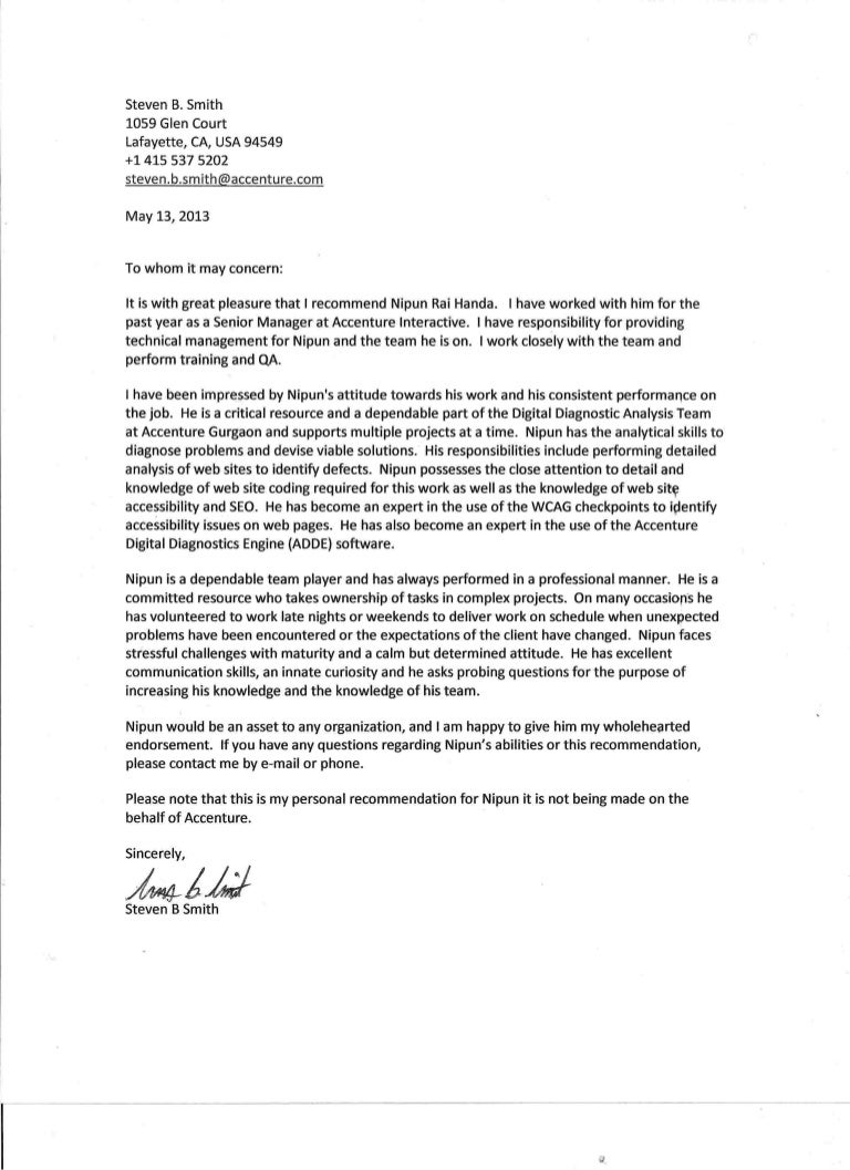 recommendation letter accenture 2013 official letterhead letter of recommendation