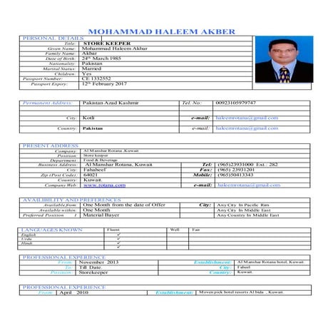 M Hallem Cv
