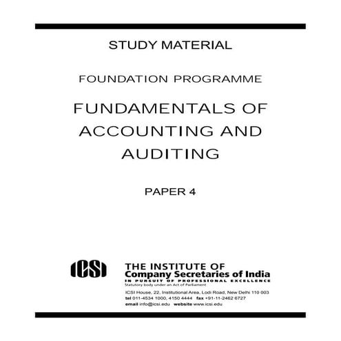 CS Foundation- Fundamentals of Accounting & Auditing