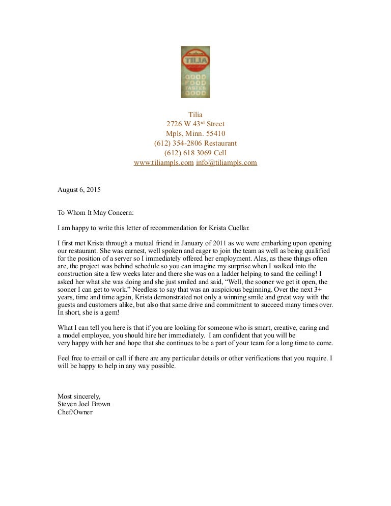 Employment Letter Krista Cuellar