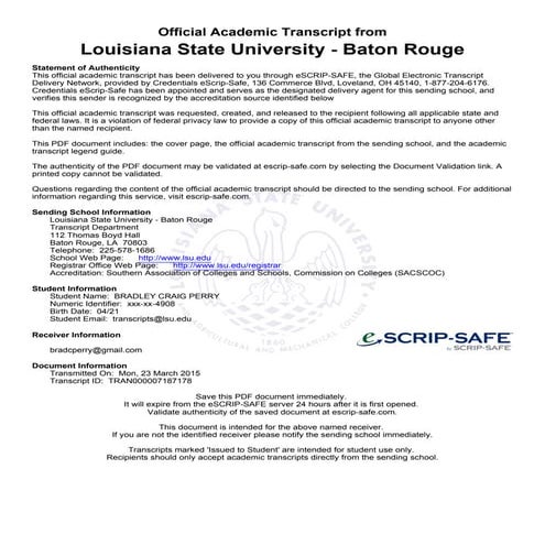 LSU Undergraduate Transcript