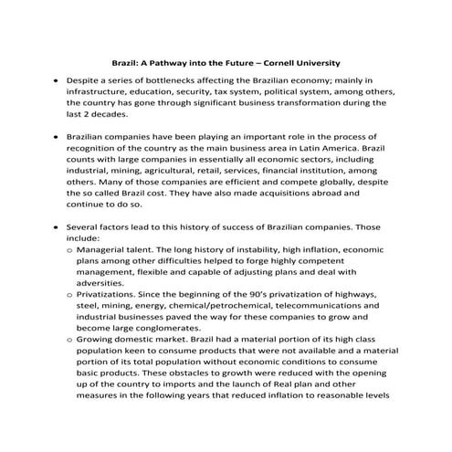 Brazil: A Macro-economic Outlook