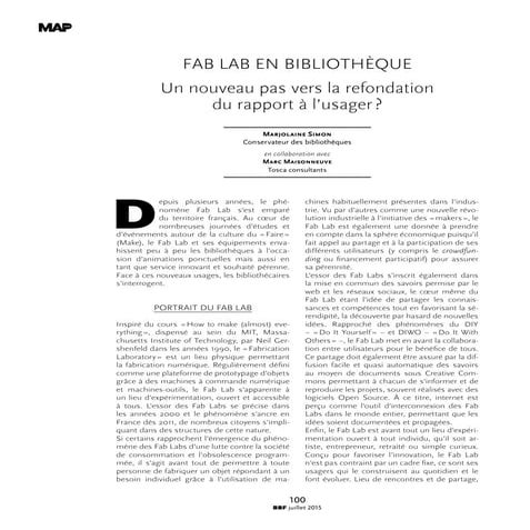Fab Lab en bibliothèque, un nouveau pas vers la refondation du rapport à l'us...