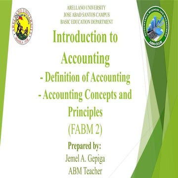 INTRODUCTION TO ACCOUNTING PART 1 - FABM 2 | PPTX
