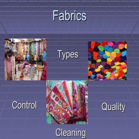 Fabrics & their Types, Control, Quality & Cleaning