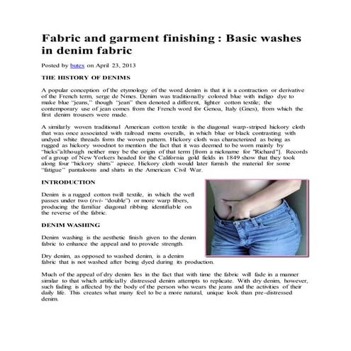 Fabric and garment finishing