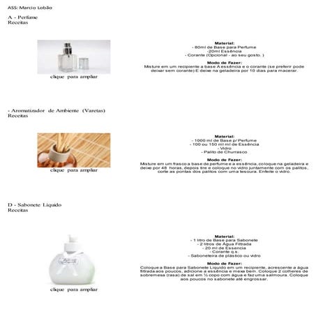 Fabricação de perfumes. Marcio Lobão