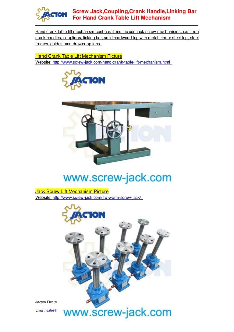 Fabrication hand crank linear actuator lift table, building crank han…