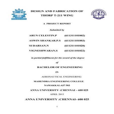 Fabrication & installation of thorp t 211 wing