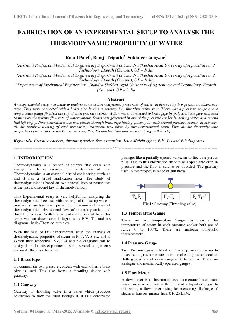 Fabrication Of An Experimental Setup To Analyse The - 