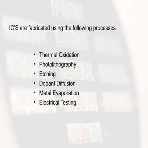 Fabrication of ic's
