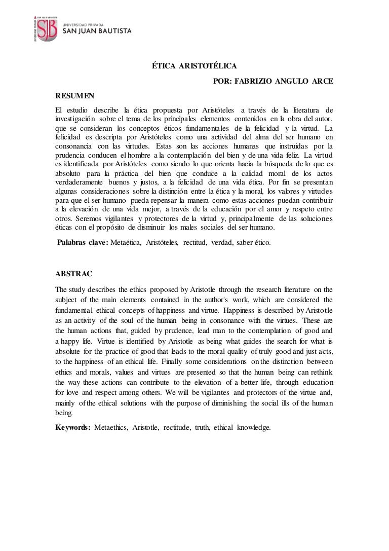 Fabrizio Angulo Arce Etica Aristotelica Terminado
