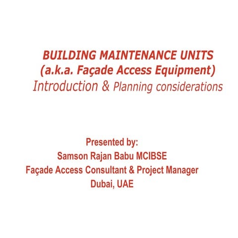 VTME dubai Rajan Samson Facade access equipment bmu design planning by ...