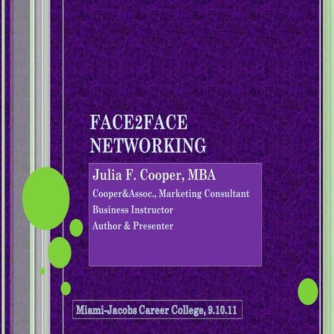 Face2Face Networking By Jf Cooper