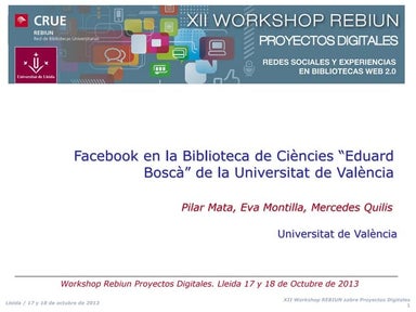 Facebook en la Biblioteca Ciències "Eduard Bosca" de la Universitat de València