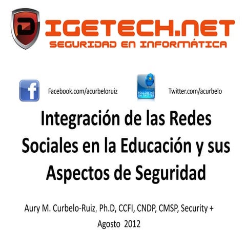 Integracion de las redes sociales en la educacion y sus aspectos de seguridad