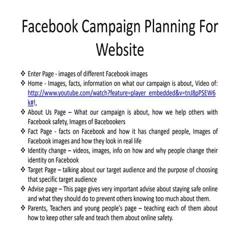Facebook Campaign Planning For Website