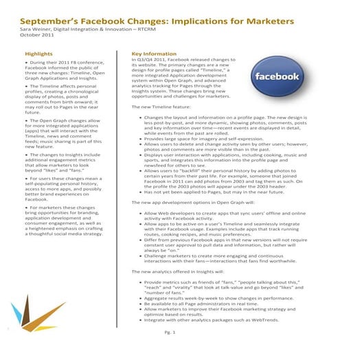RTCRM POVs: Facebook Changes, September 2011
