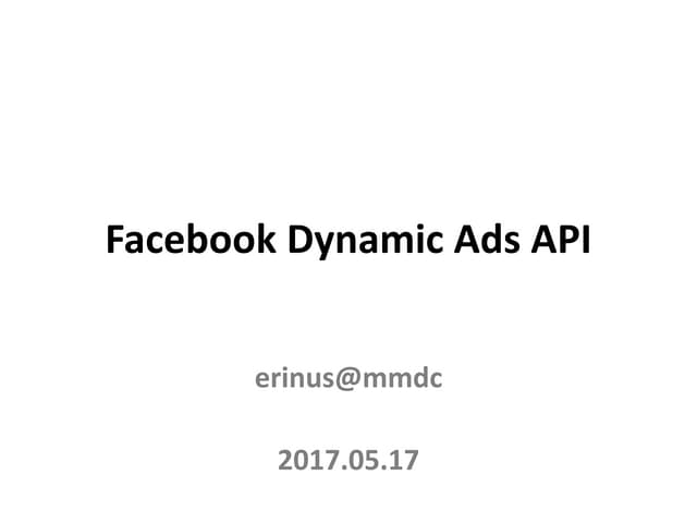 Facebook Dynamic Ads API