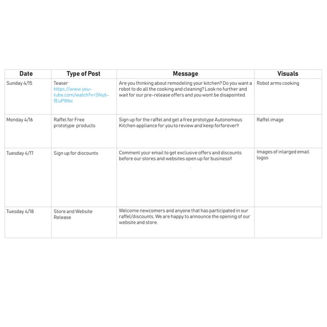 Facebook editorial calendar