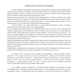 Personalità e Social Network