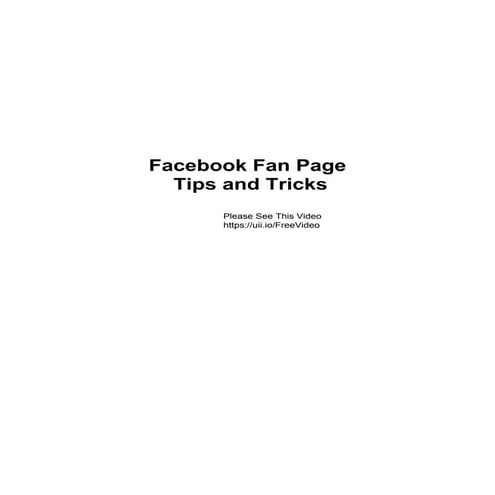 Facebook fan page tips