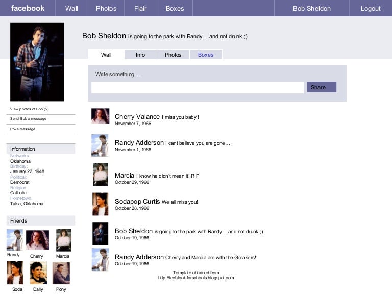 facebook template for students pdf